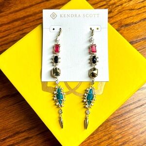 New Kendra Scott Leandra Earrings: clear Berry,black onyx,pyrite & aqua appitit